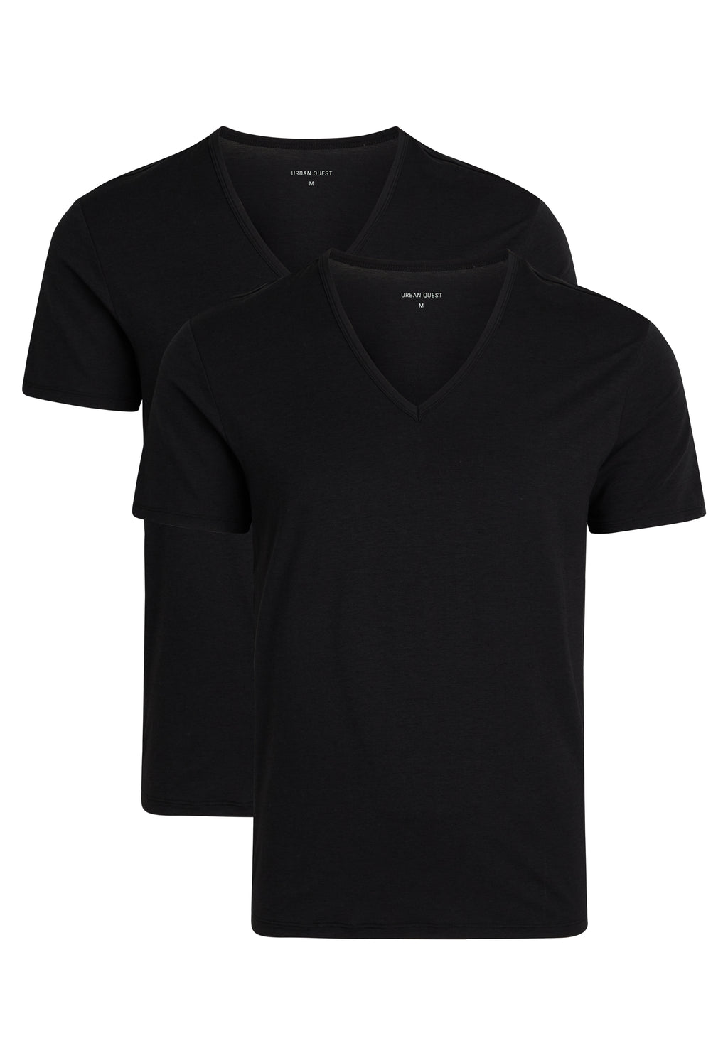 2-pak bambus T-shirts med V-hals til herre – Sort