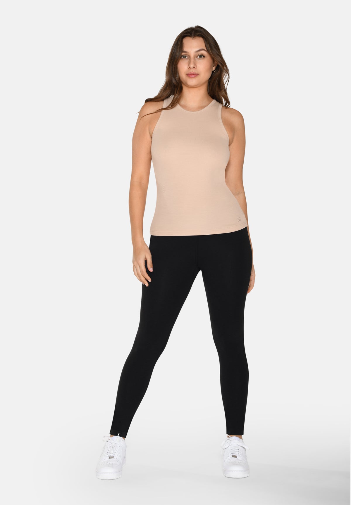 2-pak ribbede bambustoppe til dame – Beige/Hvid