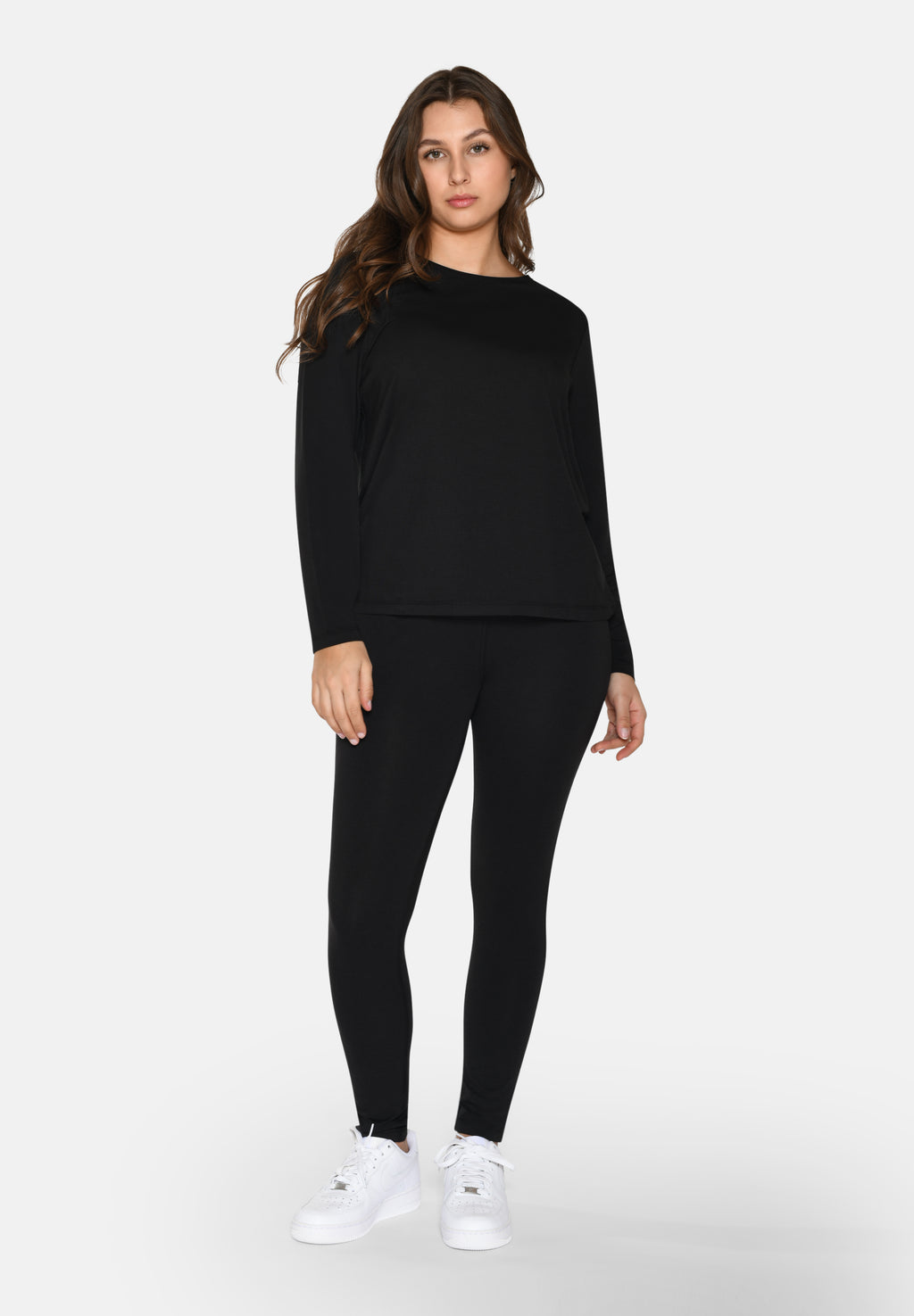 Lange bambusleggings til dame – Sort