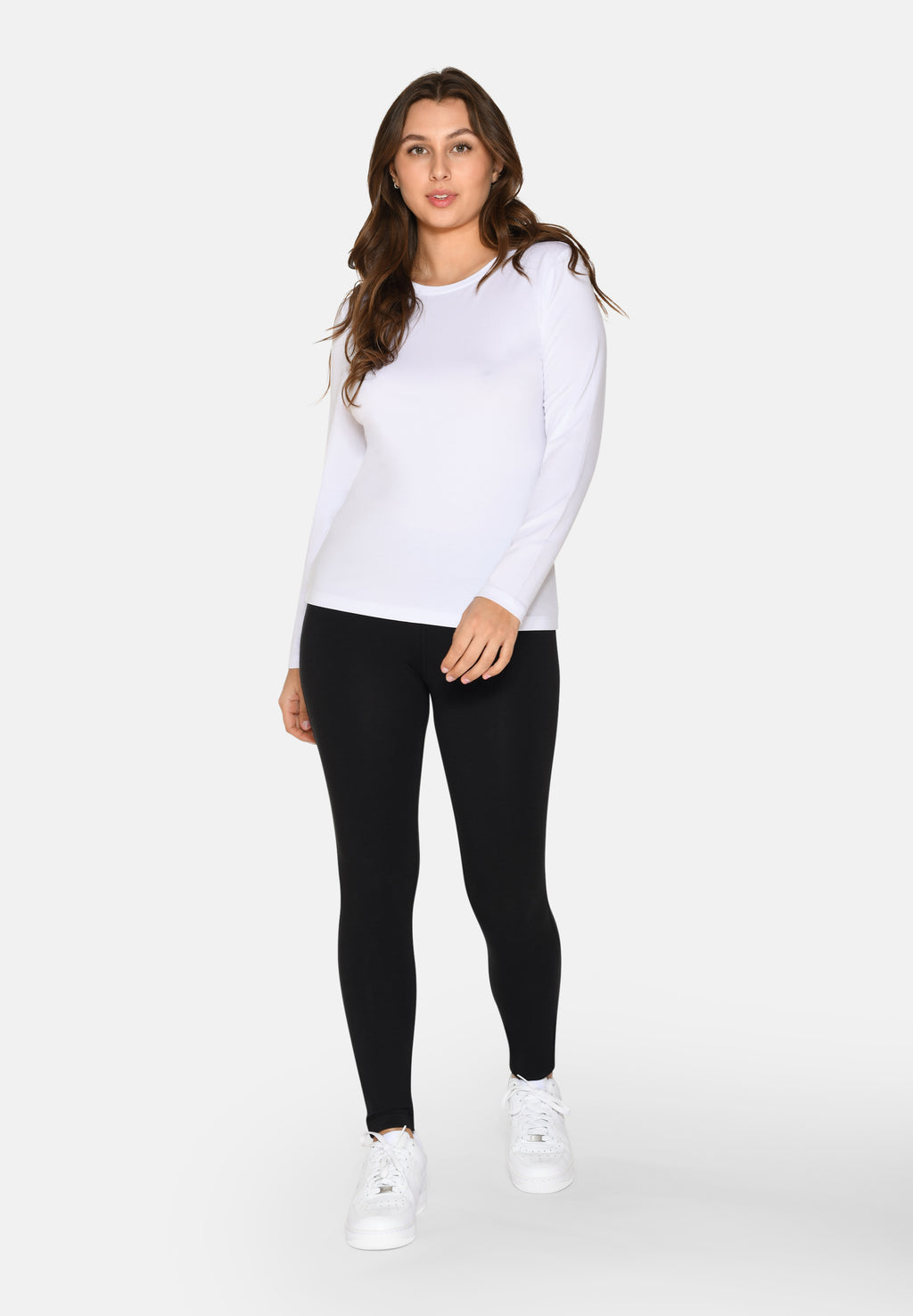 Langærmet T-shirt i bambus og økologisk bomuld – Slim Fit – Hvid