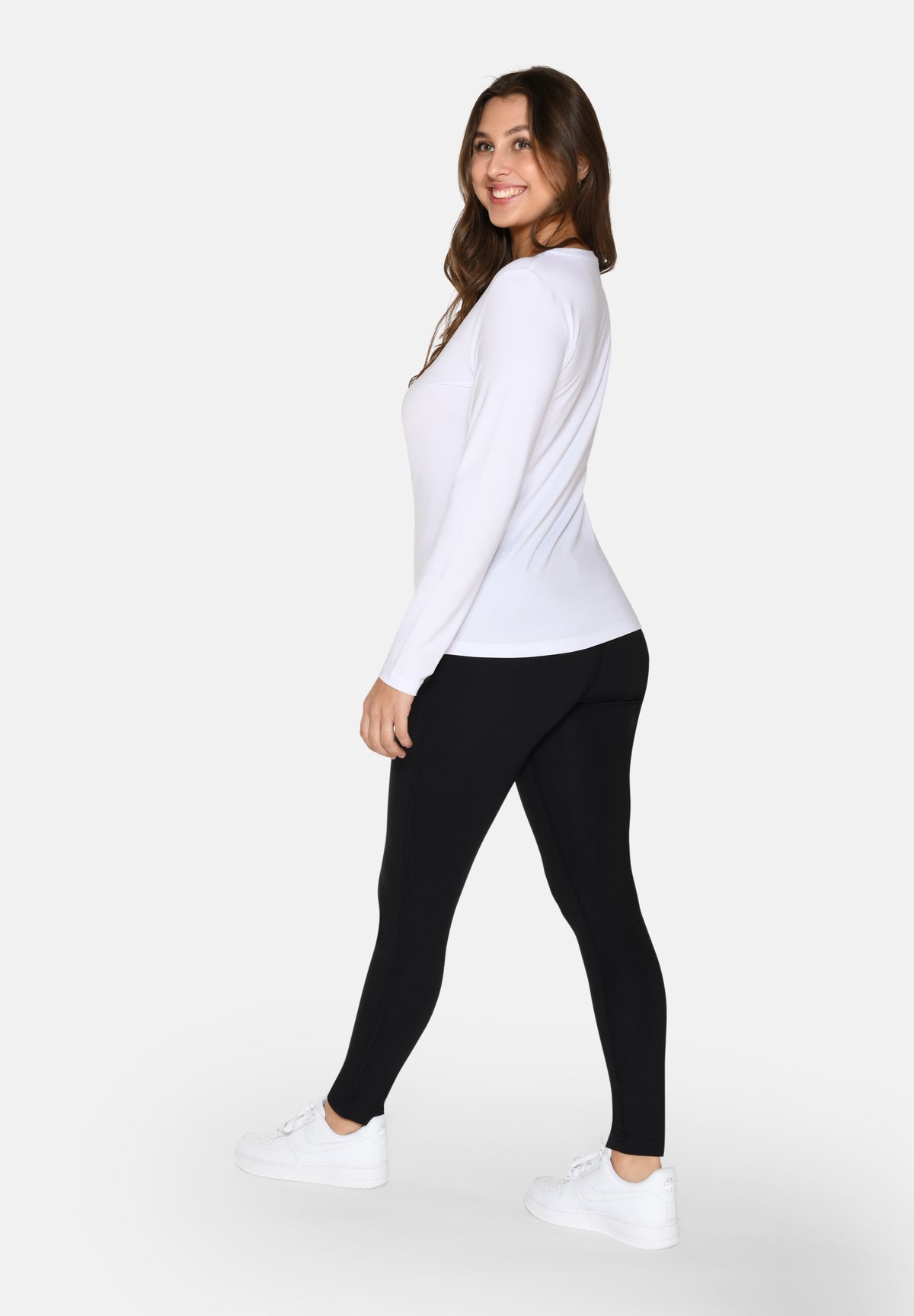 Langærmet T-shirt i bambus og økologisk bomuld – Slim Fit – Hvid