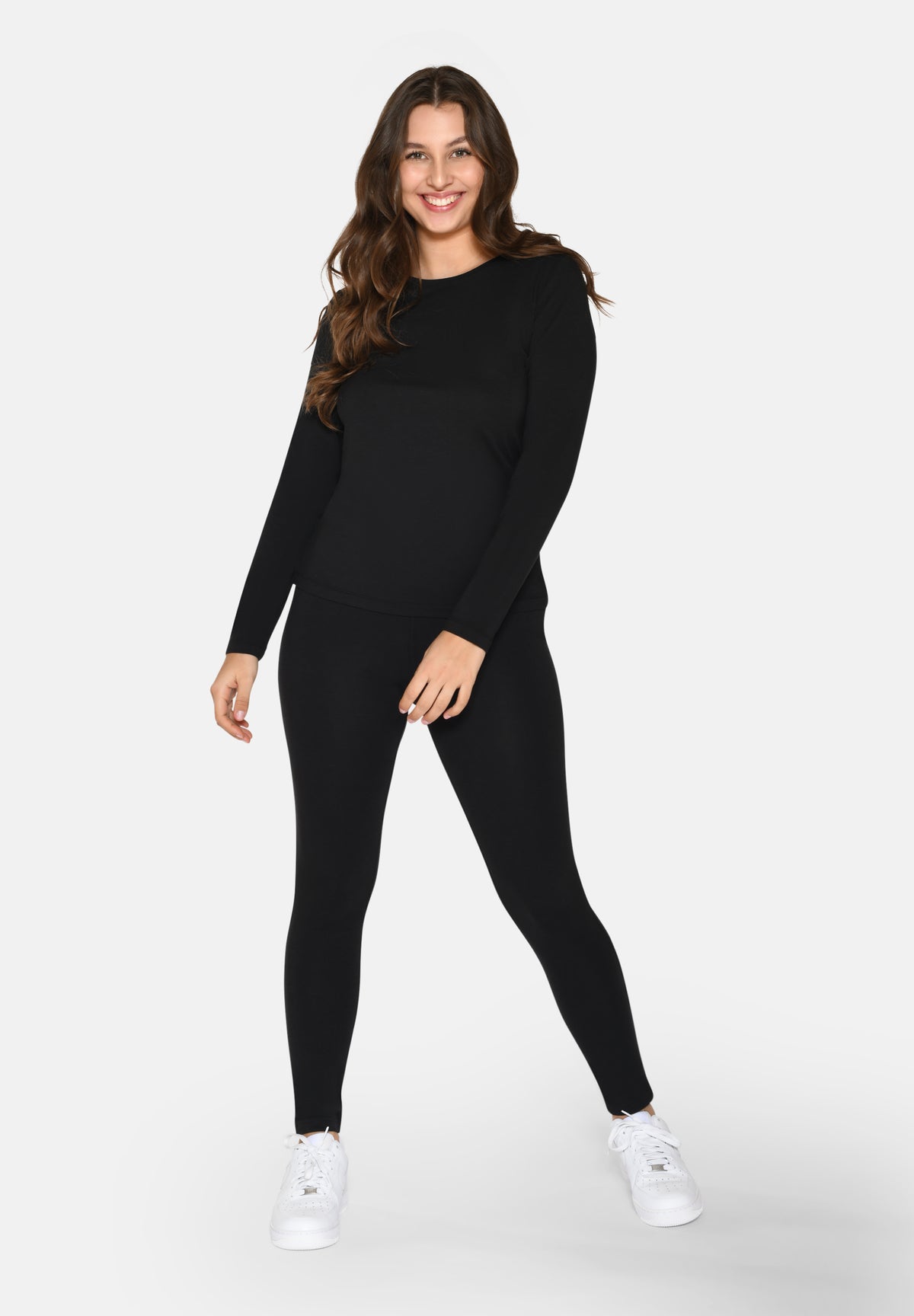 Langærmet T-shirt i bambus og økologisk bomuld – Slim Fit – Sort
