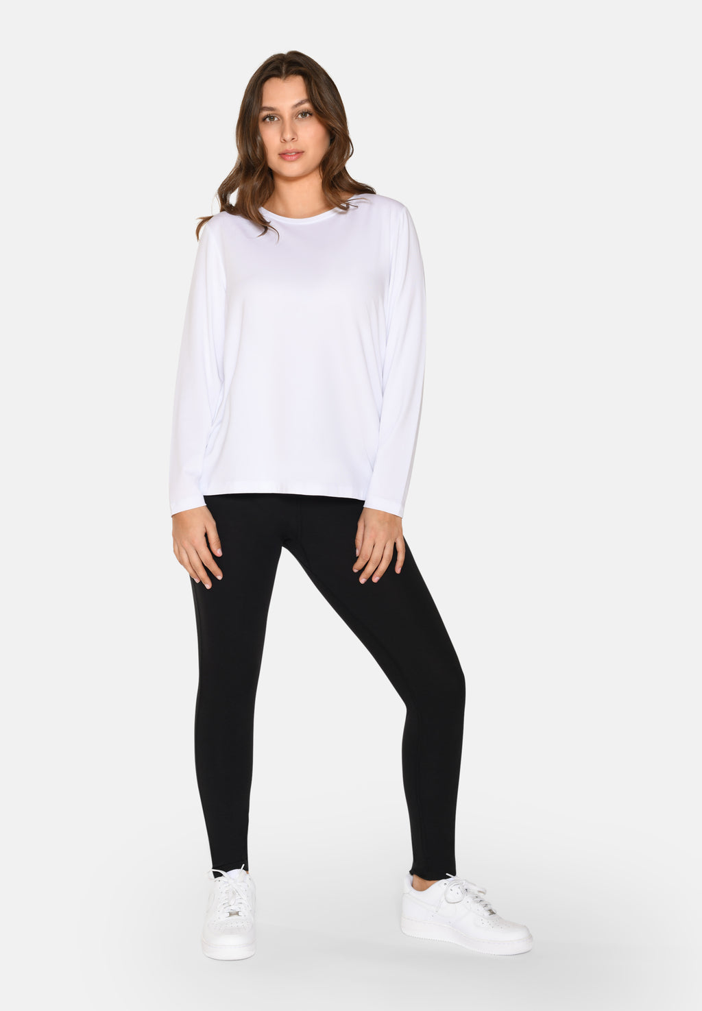 Langærmet T-shirt i bambus og økologisk bomuld – Dame – Hvid