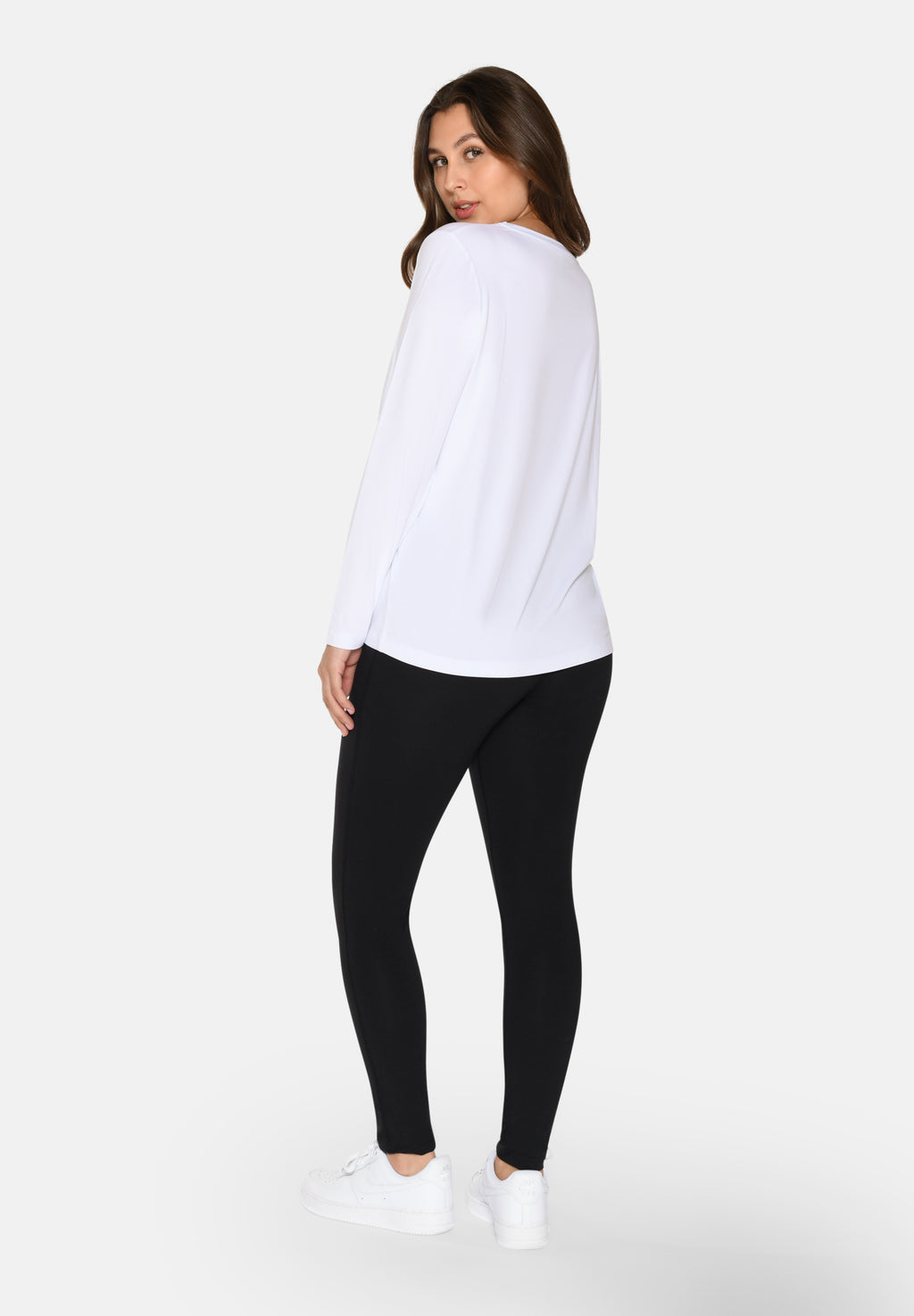 Langærmet T-shirt i bambus og økologisk bomuld – Dame – Hvid
