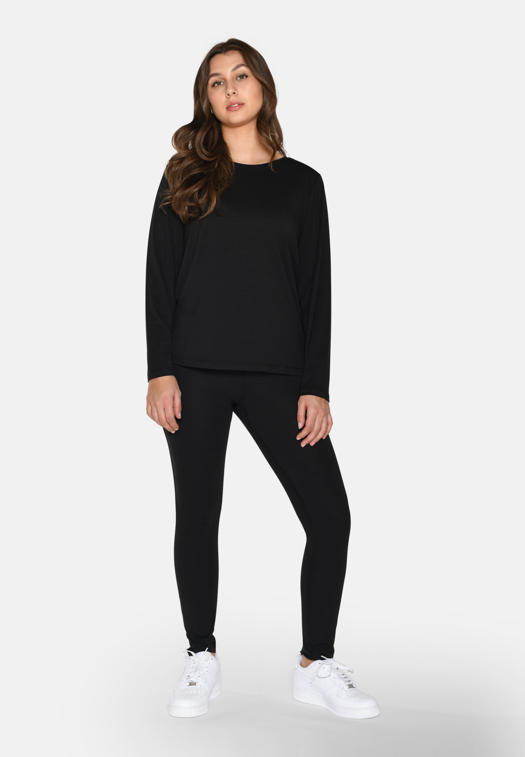 Langærmet T-shirt i bambus og økologisk bomuld – Dame – Sort