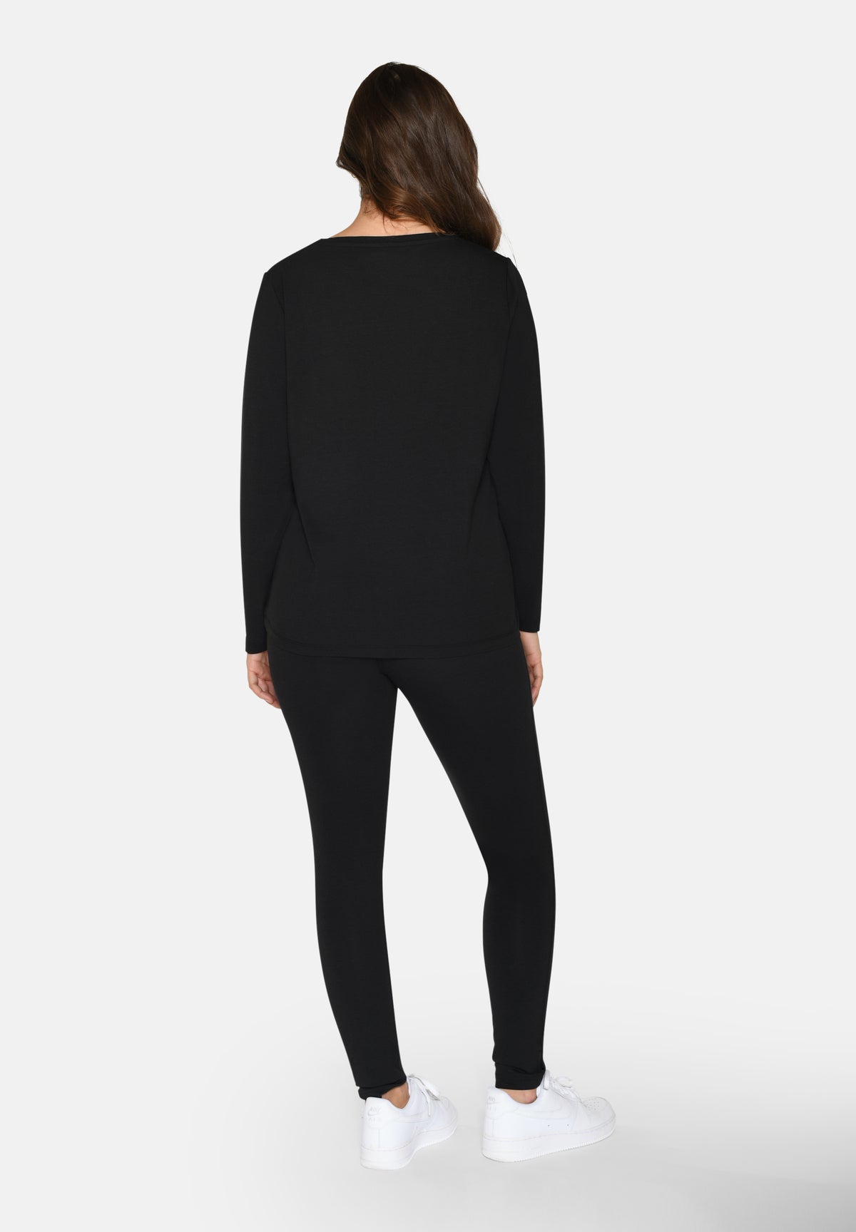 Langærmet T-shirt i bambus og økologisk bomuld – Dame – Sort